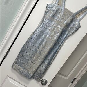Herve Leger lifht blue Metallic Bandage Dress